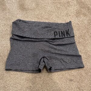 PINK Victoria's Secret Charcoal dri fit seamless fold over Athletic Shorts